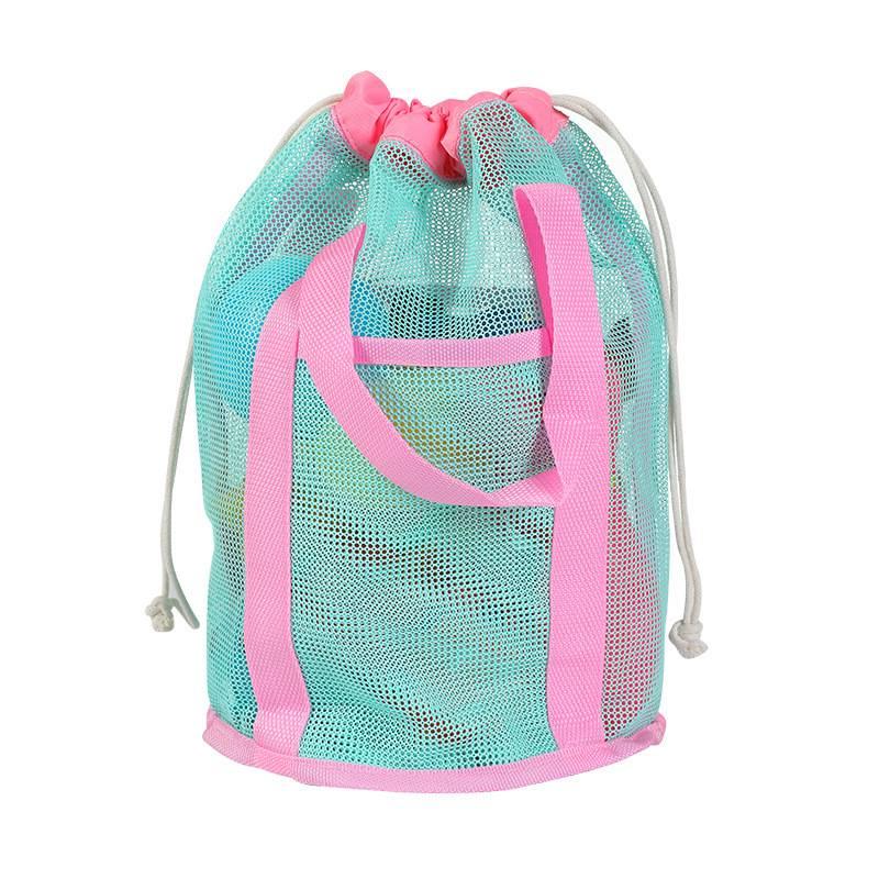 New Mesh Drawstring Beach Bag Large Capacity Lightweight Tote Swimming Pool Travel Bathroom Vacation Daily Storage Organizer