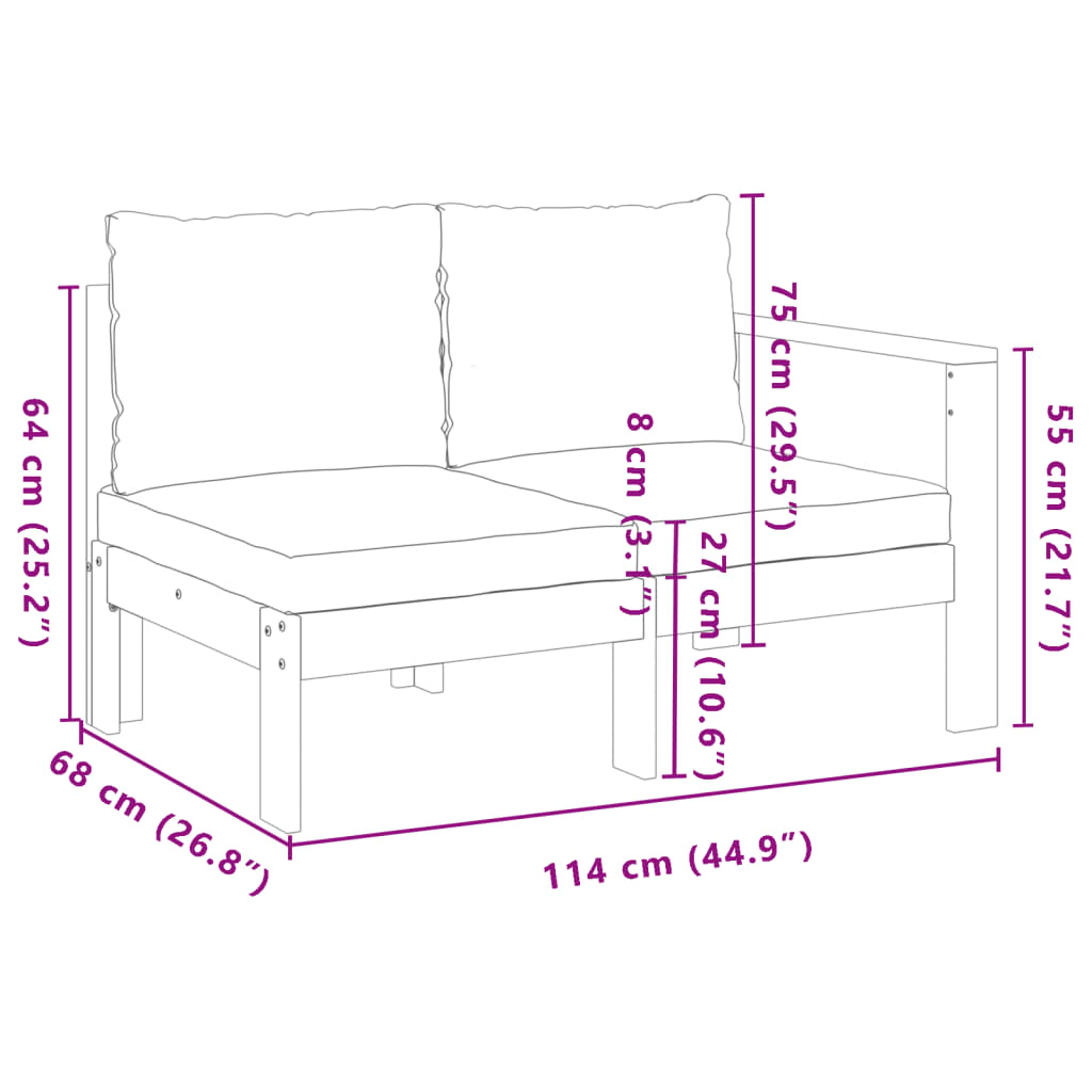 4 Piece Garden Sofa Set with Cushions Solid Acacia Wood
