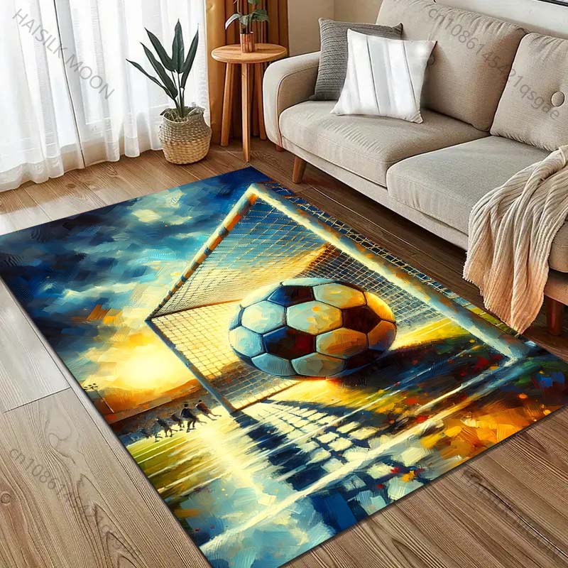 

Soccer Ball and Goal Pattern Carpet for Bedroom Living Room Bedside Sofa Floor Mat Modern Home Decor Area Rug Large Size 40x60cm (16x24in)