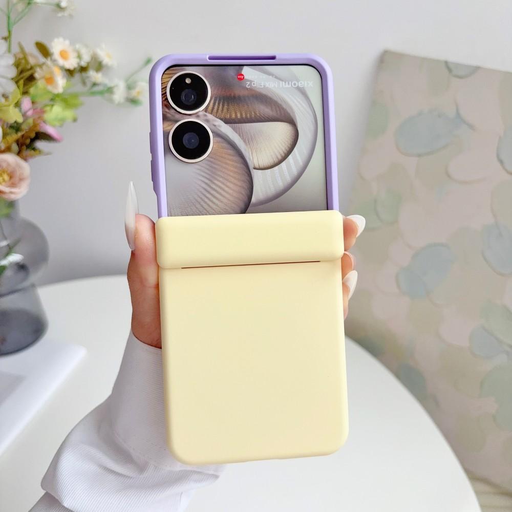 Two-Color For XiaoMi Mix Flip 2 Phone Case Hinge Magnetic Wireless Charger PC Shell Shockproof Protective Back Cover