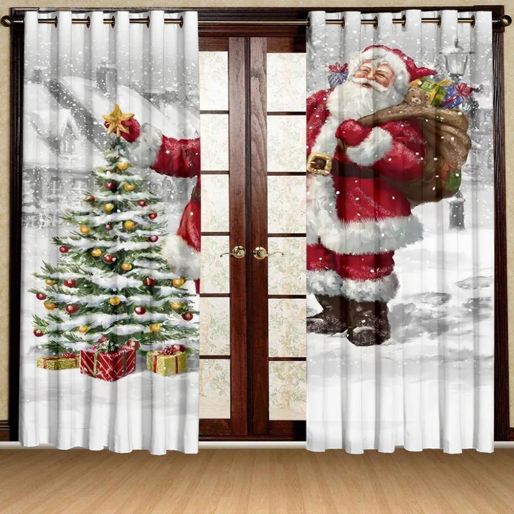 3D Cheap Christmas Fireworks Christmas Tree Set Shade Drapes 2 Panel Deluxe Livingroom Space Bedchamber Household Decoration Drapes