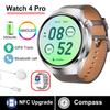 2025 Neue WATCH 4 Pro Gesundheits-Smartwatch Herren 360*360 AMOLED-Bildschirm NFC GPS-Tracker Kompass BT-Anruf Blutsauerstoff IP68 Sport-Smartwatch