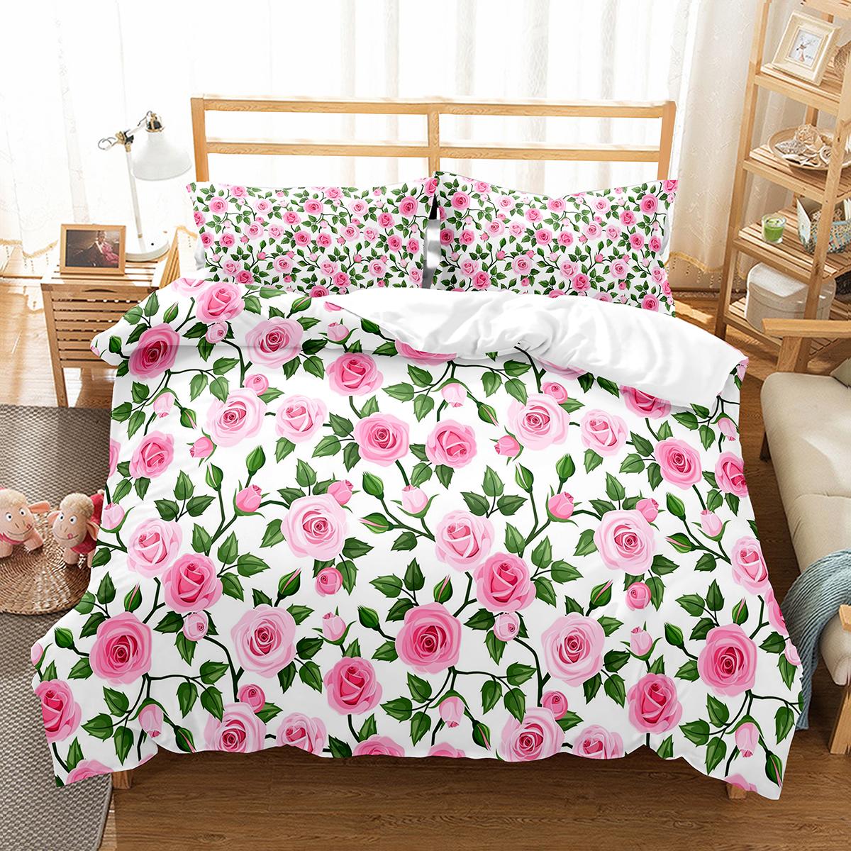 

Flower Duvet Cover Set Comforter Cover Double Single King Size for Kids Teens Adults Bedding Set Quilt Cover with Pillowcase 70x133cm 2pcs