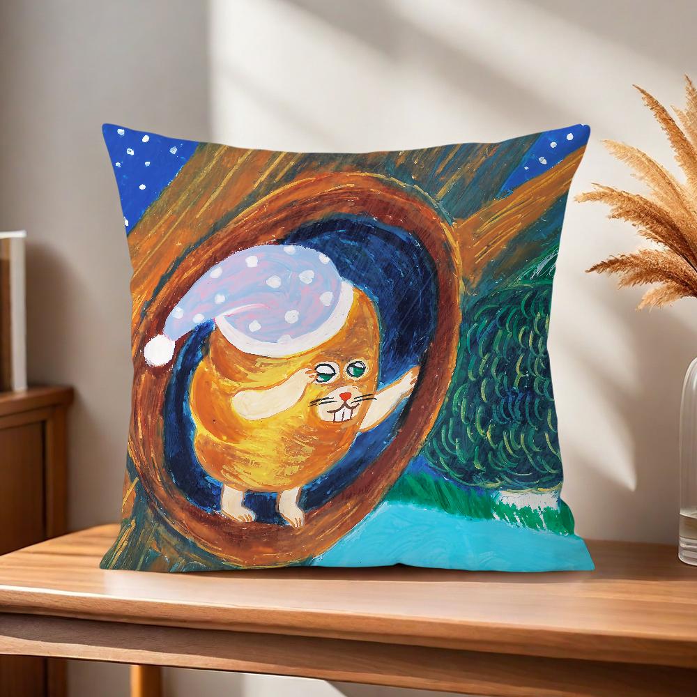 Book Bread thief cute Comfortable soft Pillow Case for Sofa Living Room Home office Decor and Protective Covers