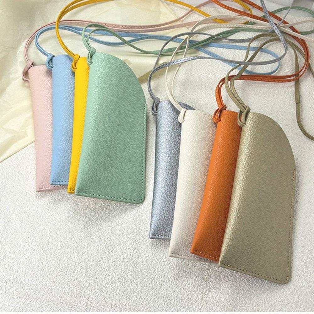 Hanging Neck PU Leather Glasses Bag Sunglasses Pouch Sunglasses Eyeglass Bag Male