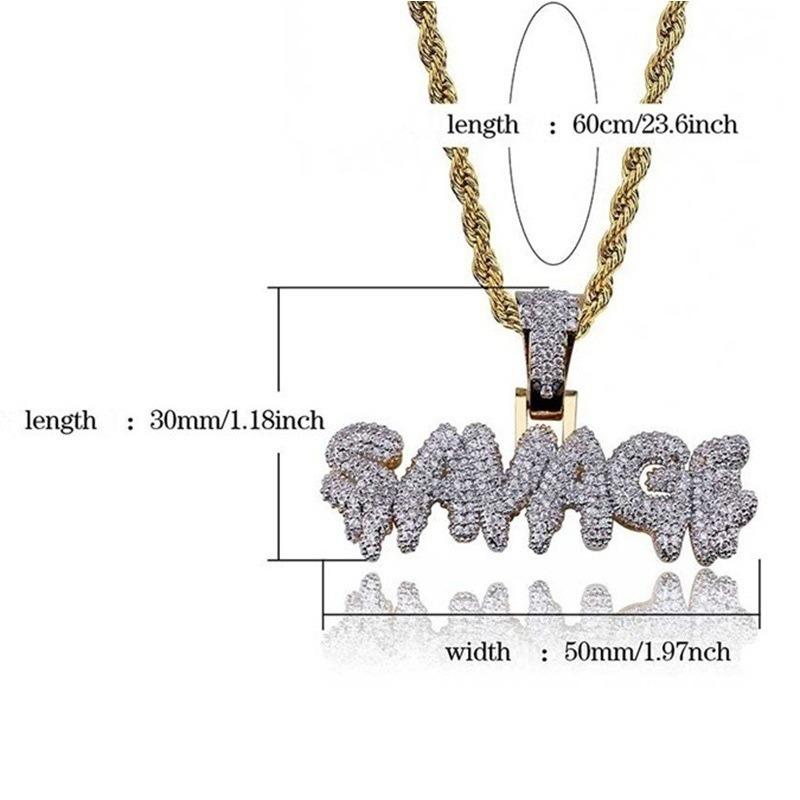 European and American Hip-hop Bubble Letters SAVAGE Necklace Brass Gold Pendant Ornament