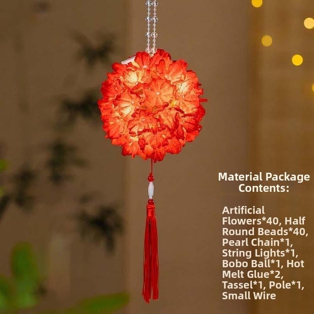 Glowing Hydrangea Lantern Handmade Handheld Light DIY Material Kit Flower Ball Lamp Holiday Party красный