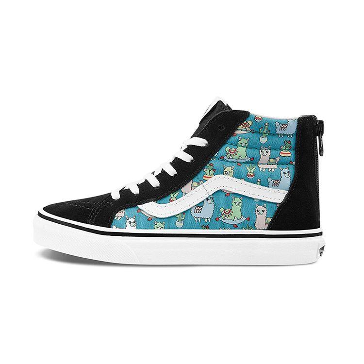 Vans Sk8 High Top Kids Skate Shoes Black Green Print Kids Sneakers VN0A4BUX3V7