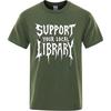 Grafisches Sommer-T-Shirt für ihn Unterstütze deine lokale Bibliothek Kurzarm Neu eingetroffen O-Ausschnitt T-Shirt Rundhalsausschnitt Kurzarm-T-Shirt