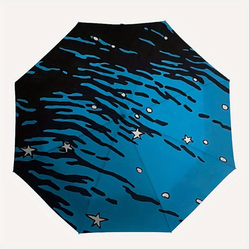 

1pc Ocean Waves Automatic Open/close Folding Compact Umbrella, 8-Rib Sturdy Canopy, Lightweight Portable, Everyday Use, Gift, Outdoor Umbrella, Travel