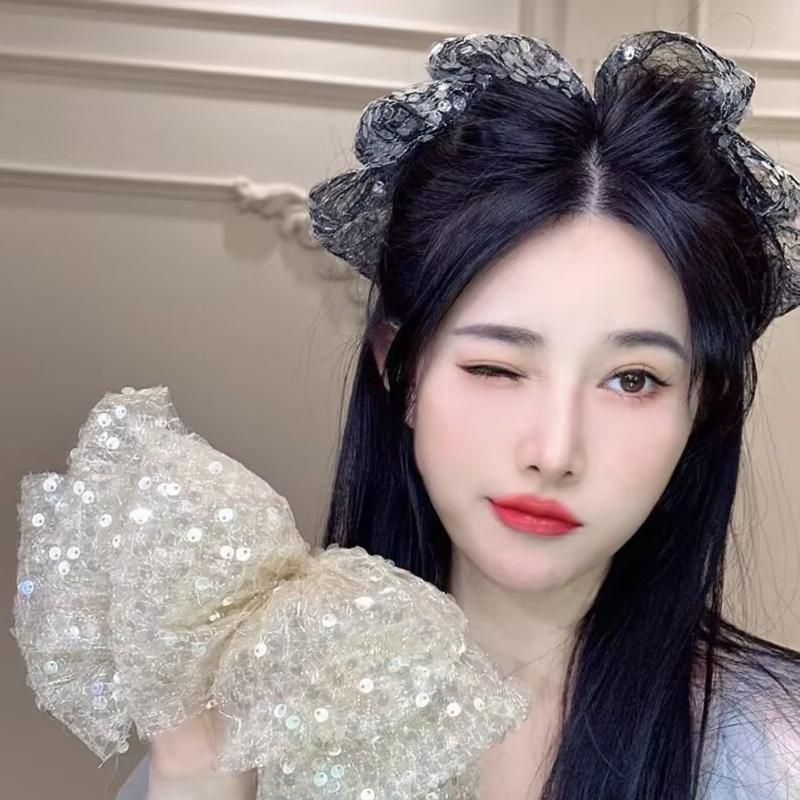 Cute Style Sequins Bowknot Shape Hair Claw Summer Hair Accessories for Women High Ponytail Party Anti-Slip Hairpins