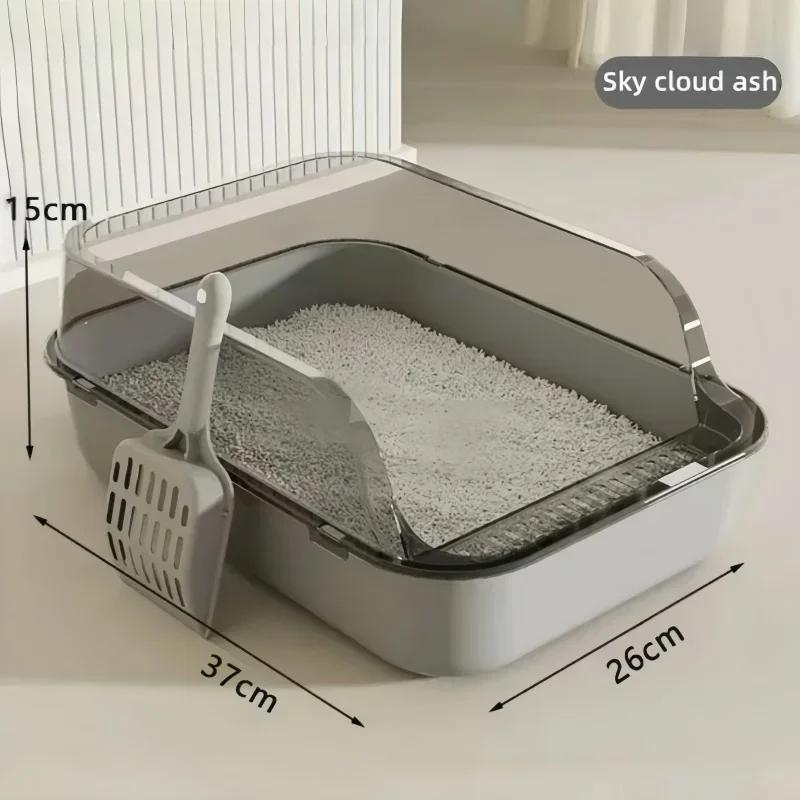Large Capacity Cat Toilet Cleaning Basin-Splashproof Pet Sandbox Litter Box Durable Cat Tray Bedpan Supplies for Kittens & Cats