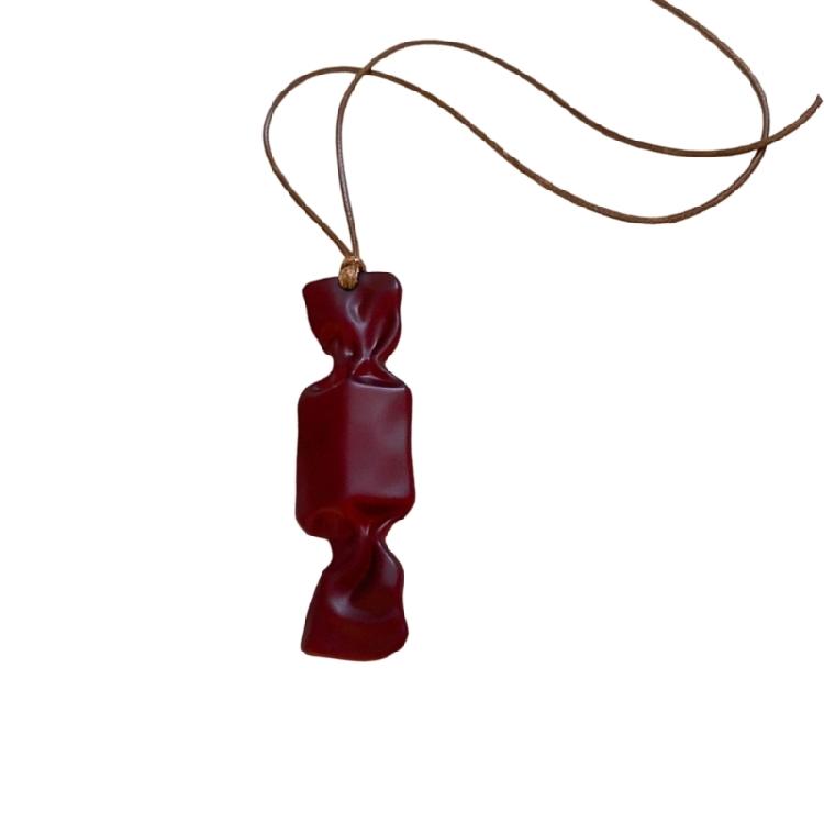 Candy Resin Pendant Neck Chain Wax Rope Long Necklace Excellent For Adding Color To Ensembles In Social Function