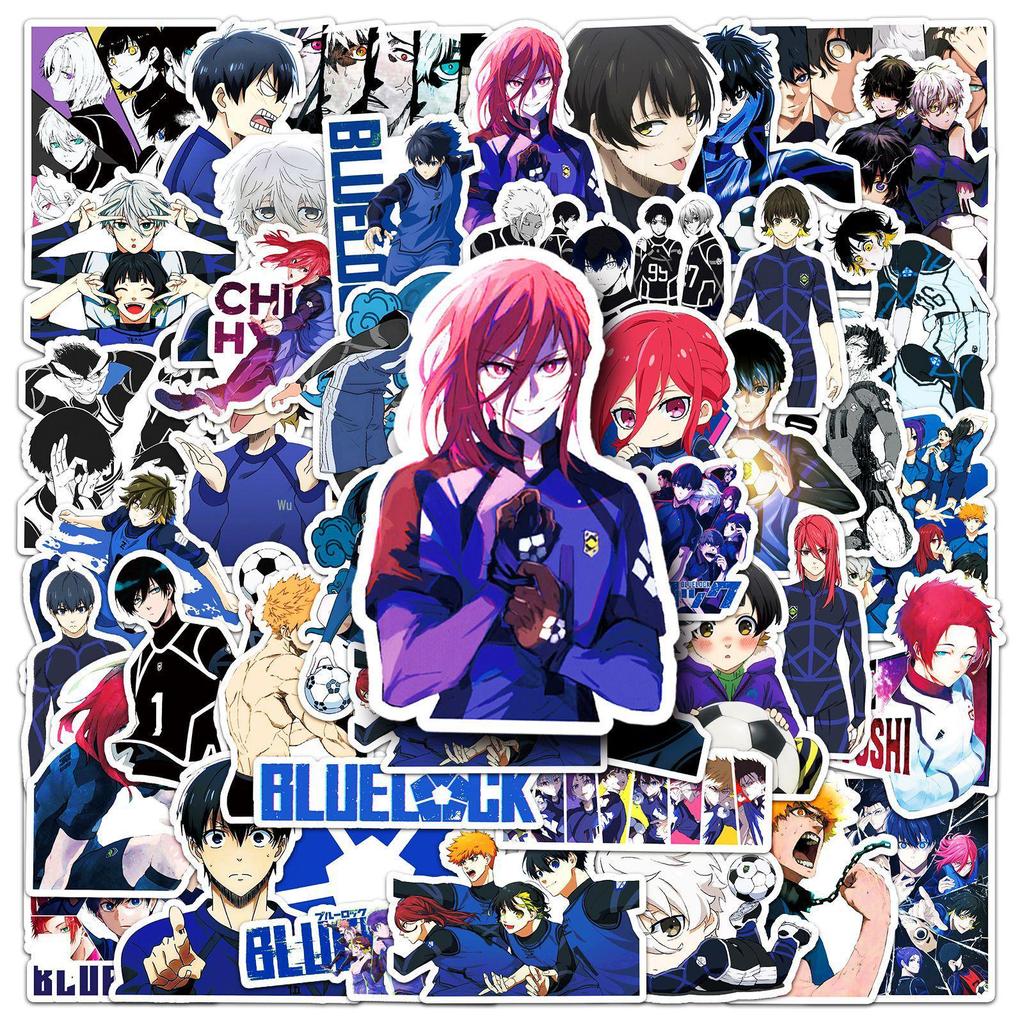 50 Blue Cartoon Anime Personality Stickers for DIY Phone Cases and Luggage - Waterproof and Creative.