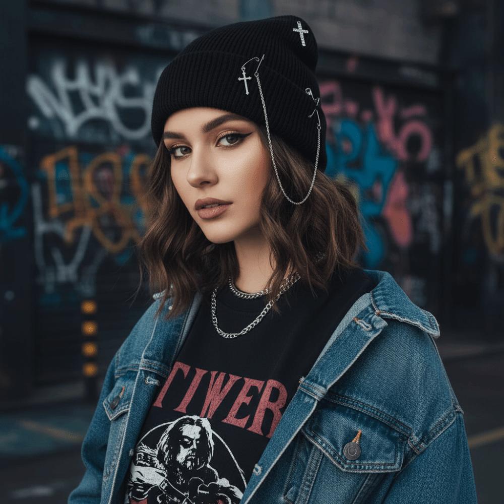 Subculture Headwear Y2K Cat Ear Hat Handmade Pullover Hat Punk Beanie Hat  Female Teens