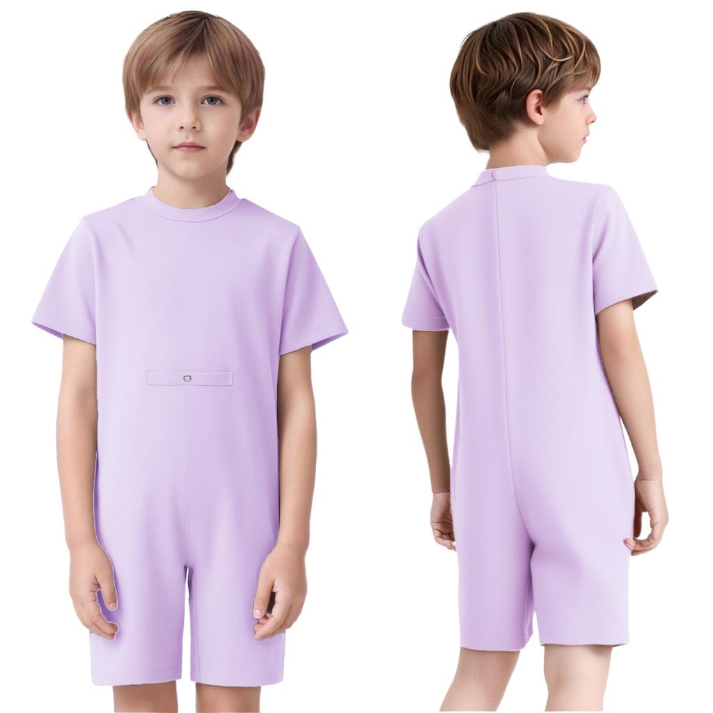 Easy Change Kids Jumpsuit Back Invisible Zipper & Button Hole Adaptive Clothing for Special Needs