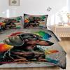 3pcs Dachshund Art Print Duvet Cover Set - Machine Washable, Includes 1 Cover and 2 Pillowcases, No Core Included Yy251013047