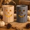 Spooky Halloween Atmosphere Lighting Pumpkin Candle Holder, Resin Hollow Candlestick, Vintage Country Durable Waterproof Statues Style Lantern