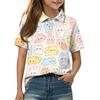 Kids Casual Short Sleeve Polo Shirt Animal Print Lightweight Comfortable Soft Fabric Summer Top for Boys Girls