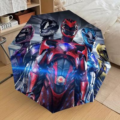 1PC Power Rangers, Team Suit Pattern Small Travel Compact Windproof Umbrella, Automatic Folding Umbrella, Automatic Open/Close ,Gift-60