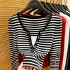 Plus Size Women S Fake Two Piece Long Sleeve Striped T Shirt Fall Casual Top