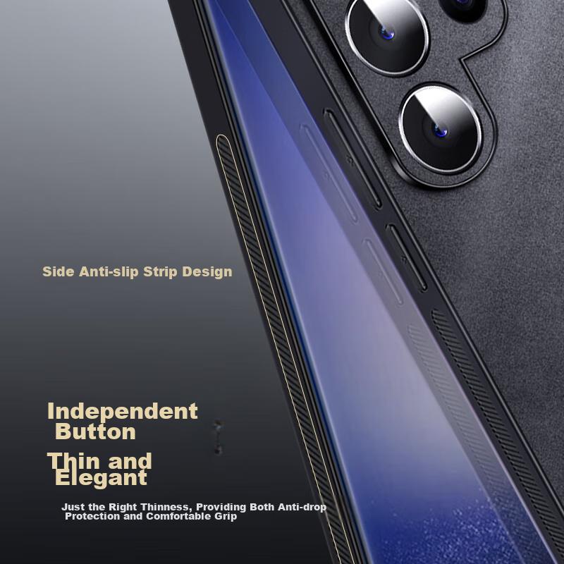 Samsung S23 ULTRA Phone Case, S23 Ultra Protective Cover, Shockproof, Full Lens Protection, Soft, Luxury Silicone Outer Case, Leather Cover, Gray