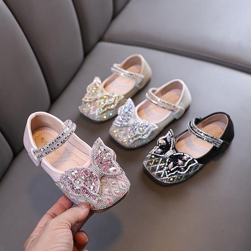 Spring-autumn new style ladylike baby girl girls' princess rhinestone flat shoes, leather shoes, dance performance shoes