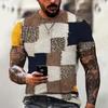 Spliced Men's T-Shirt Retro Short Sleeved Tees Men's Clothing Plaid Pattern Printed T-Shirts Oversized European Tops
