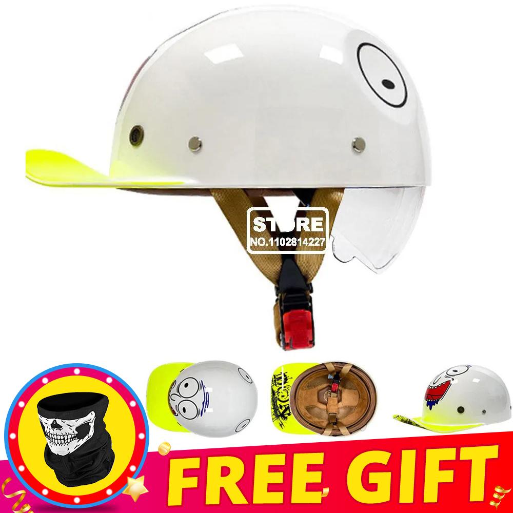 Retro Motorcycle Helmet DOT Certification Protection Cap Vintage Men Women Baseball Cap Half Helmet Riding Racing Moto Helmets
