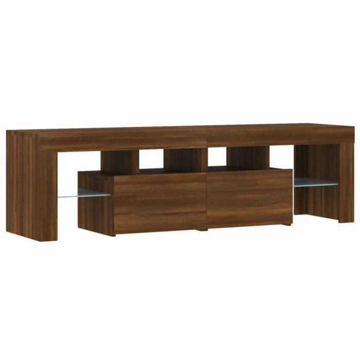 VidaXL TV-benk med LED-lys Brun eik 140x36,5x40 cm, TV-stativ, medieskap, hifi-skap, TV-enhet, enhet 822643