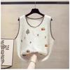 2026 Autumn New Women Sweater Knitting Fashion Tops Cardigan Lady Sleeveless Embroidery Floral Vest Tank Shirt Loose Casual