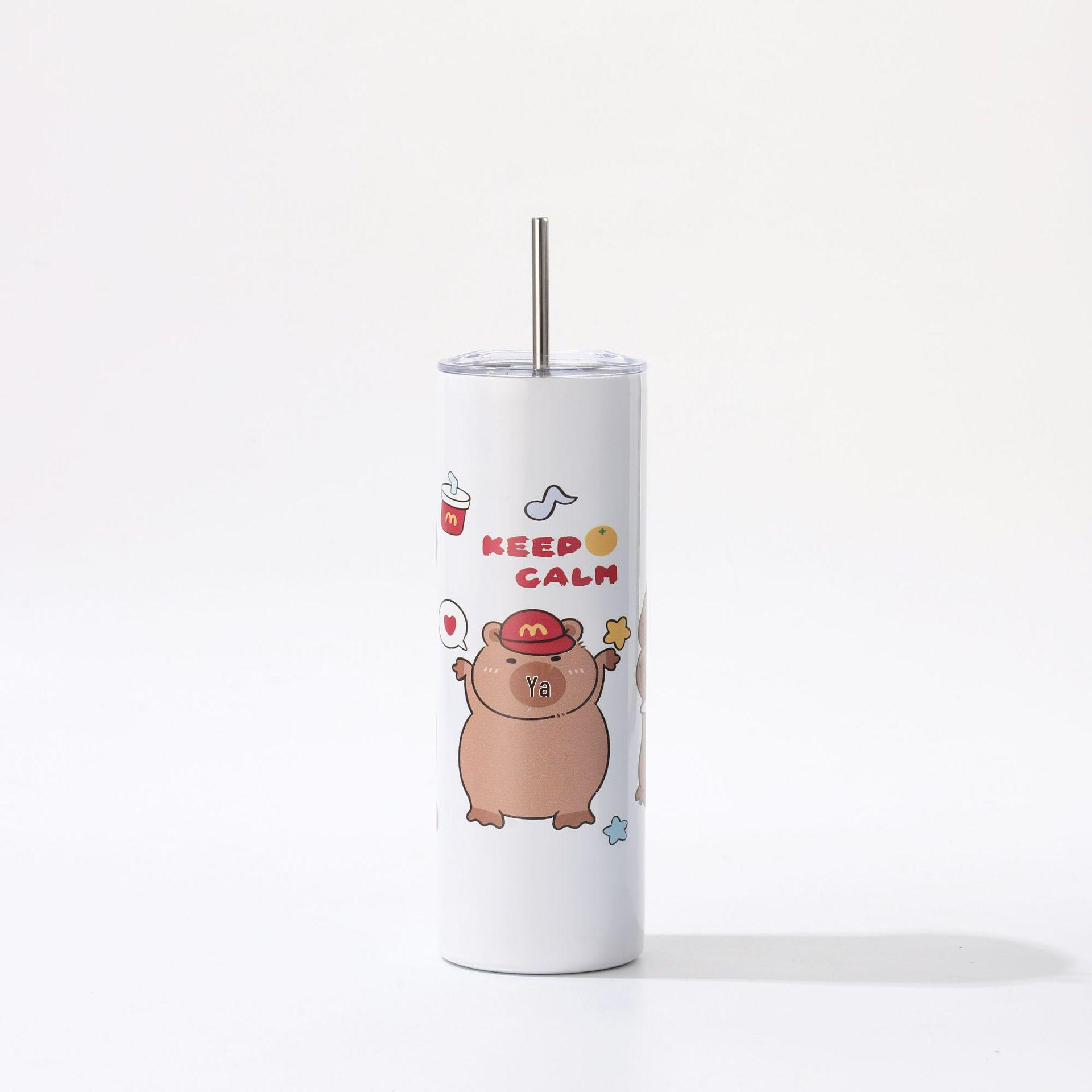 Capybara Kids Large Capacity Stainless Steel Insulated Straw Water Cup 20oz