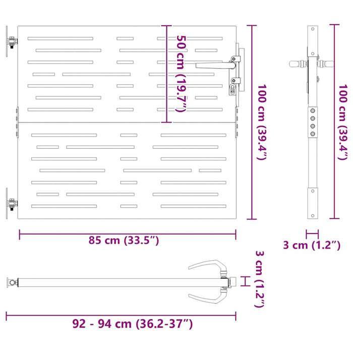 VidaXL Garden Gate, Patio Gate, Security Barrier, Outdoor Door Terrace, 85x100 Cm Corten Steel 153245