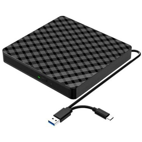 Externá DVD napaľovačka s dvoma USB portami: Optická jednotka pre stolný počítač, notebook a mobilné zariadenie.