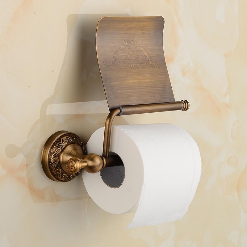 Bathroom Tissue Holder/Toilet Paper Holder Antique Brass Wall-Mounted Toilet Roll Holder, Toilet Paper Tissue Holder Shelf ELF86