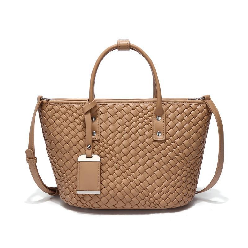 Pure Color Women s Hand-woven Vegetable Basket Simple Casual Handbag Niche High-end Fashionable All-matching One-shoulder Cross-body Bag
