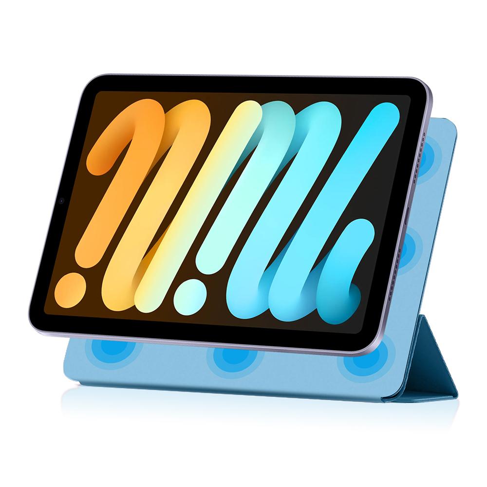 For iPad mini (2024) Case Magnetic Attachment PU Leather Tri-fold Stand Shockproof Cover