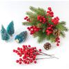 Christmas Decor Artificial Pine Branches Holly Berry Red Berry Branches for Xmas Tree Wreath Accessory Home New Year Decor