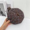 Classic plaid beret children autumn and winter casual versatile face small bud hat painter hat