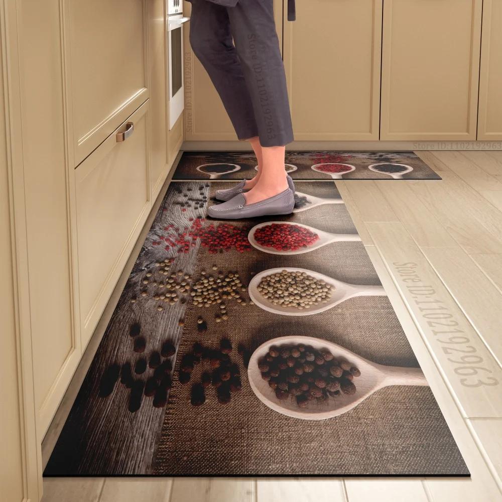 Spice Pattern Kitchen Mat Non-Slip Machine Washable Rug Set for Home Decor Anti-Fatigue Floor Mats Comfort Standing Pad