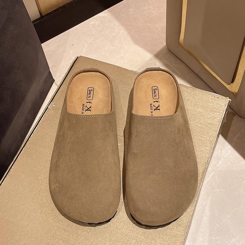 Platform Birkenstock shoes bag head half slippers women's outer wear 2025 spring and summer new retro Muller shoes soft sole Birkenstock half to