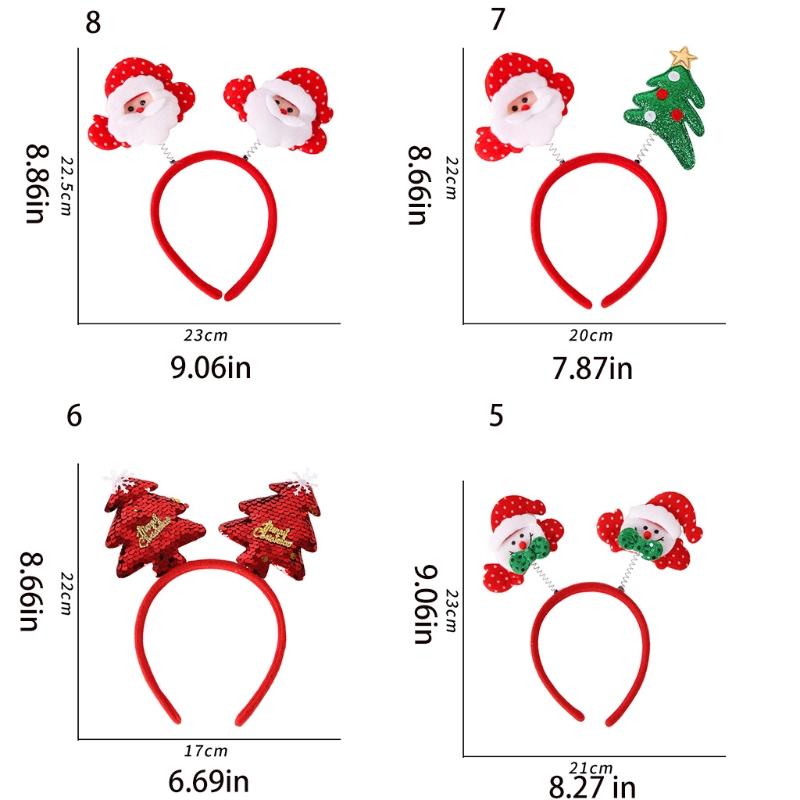 Santa Claus Headband Elk Hair Hoop Elastic Xmas Tree Headbands Christmas Photo Prop for Creative Holiday Party Headpiece