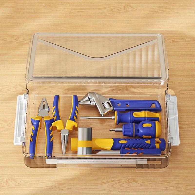 1pc Certificate Plastic storage box with lid and handle,Multiple colors Portable transparent moisture-proof document&Exam Paper storage container.