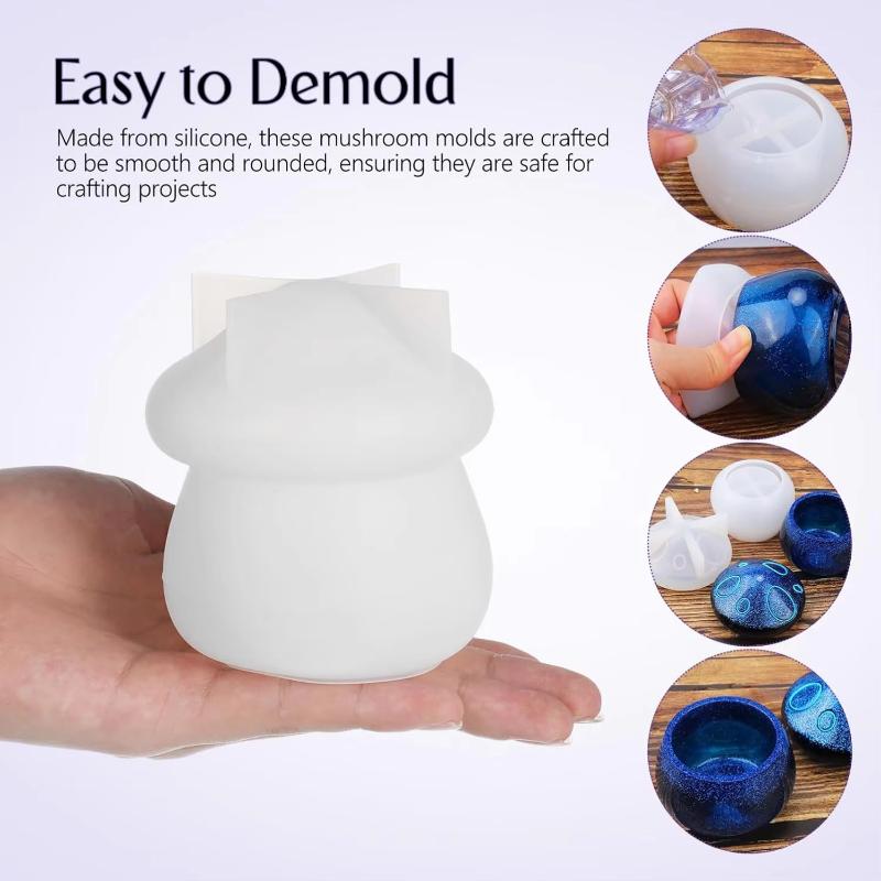 Mushroom Jar Resin Mold Silicone Epoxy Mold Jar Mold With Lid Epoxy Resin Casting Diy Storage Container For Jewelry Candy Craft