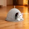 Cat Bed Scratcher Linen-cotton Weaving Kitten Cat Nests Pet Kittens Puppy Semi Enclosed Warm Safe Sleeping Bed with Handle
