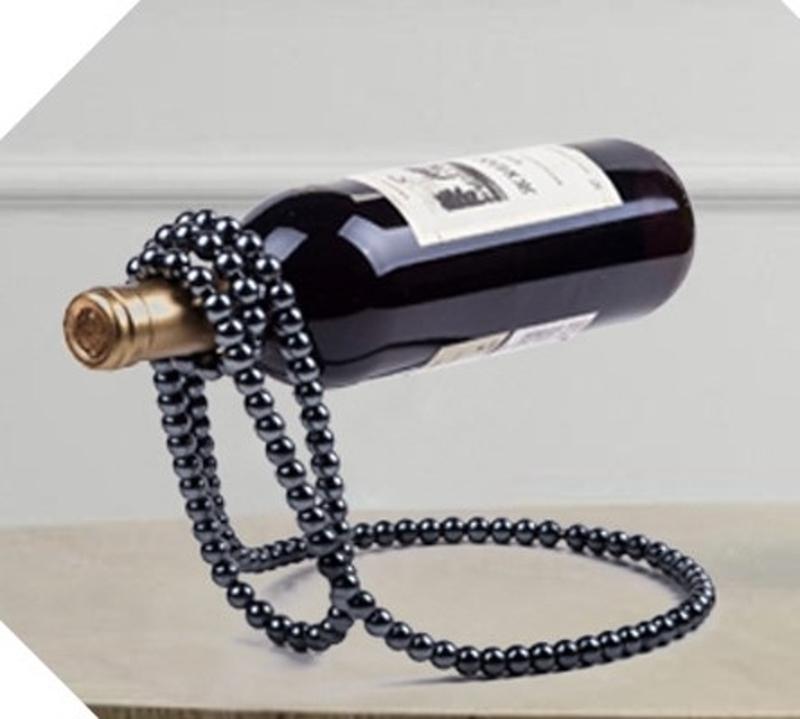 Stylish Floating Wine Mount Modern Pearls Wine Display Holder and Storage Stand X3UC