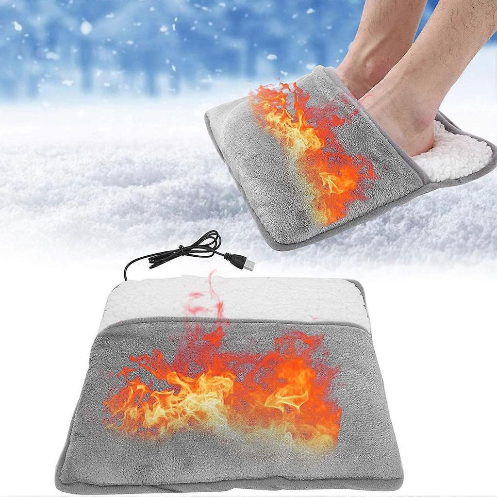 USB Foot Warmer Soft Pad Winter Warm Feet Foot Heating Pad Electric Foot Warmer Heating Pad for Office Gray