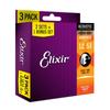 Elixir Acoustic Guitar Strings 2 Sets + 1 Bonus Set NANOWEB Phosphor Bronze Light .012-.053 #16545 (16052 Set of 3)