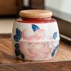 Creative Ceramic Peony Tea Canister Small Portable Candy Nuts Coffee Bean and Herb Storage Jar Moisture-Proof Sealed Container