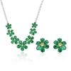 European & American Style Zircon Emerald Necklace & Earrings Set - Plum Blossom Design Clavicle Chain